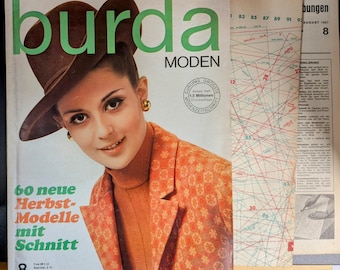 08/1967 Burda Moden, 60s, vintage, vintage Burda fashion including sewing pattern