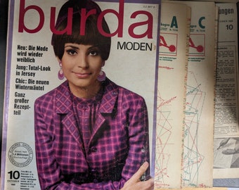 10/1966 Burda Moden, 60s, vintage, vintage Burda fashion including sewing pattern