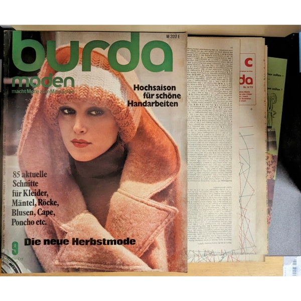 09/1977 Burda Moden , 70er Jahre, Vintage, Vintage Burda Fashion inkl. Schnittmuster