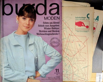 11/1966 Burda Moden , 60er Jahre, Vintage, Burda Fashion inkl. Schnittmuster komplett