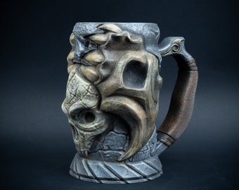 Beer Can Mug with Skulls