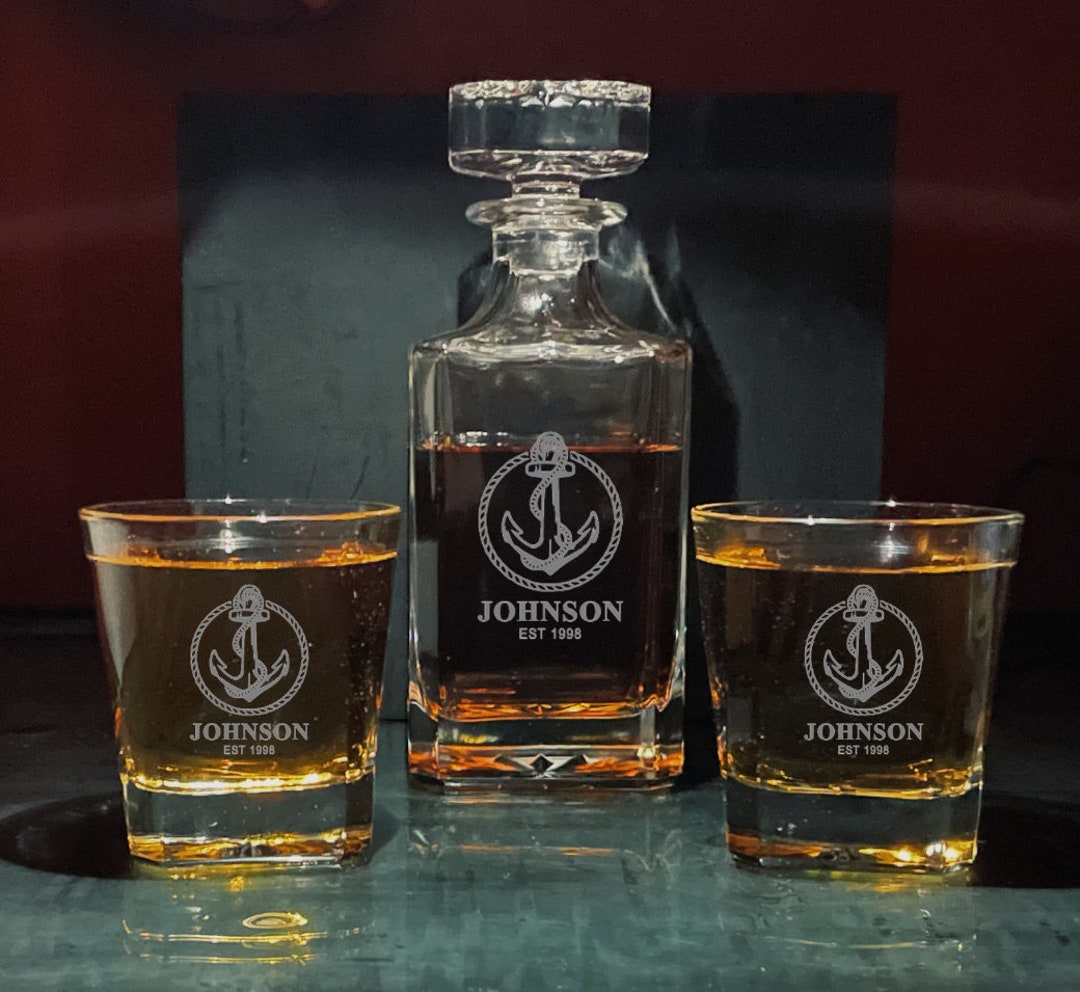 Whiskey Decanter Glass Set Scotch Custom Personalized Decanter Set With ...