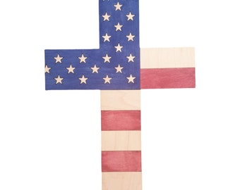 USA Cross, Patriotic Cross, Gift for Veterans, Christian Decor, Faith and Freedom, Military Family, American Pride, Ultimate Sacrifice