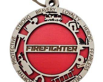 Firefighter Ornament, Christmas, Xmas, Gift for Firefighters, First Responders, Fire Truck, Fire Department