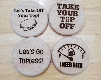 Magnetic Bottle Openers | Alcohol | Beer | Beechwood | Kitchen | Man Cave | Custom | Personalized | Laser Engraved