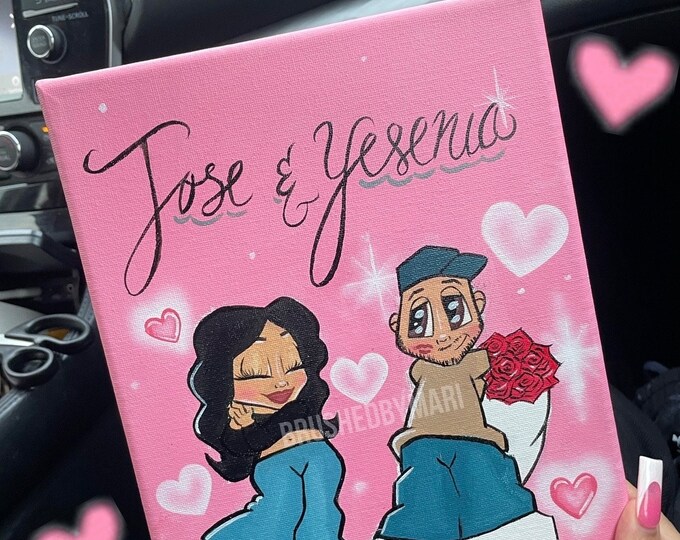 Custom Couples Chicano Painting , Art Gift Wall Canvas , Anniversary