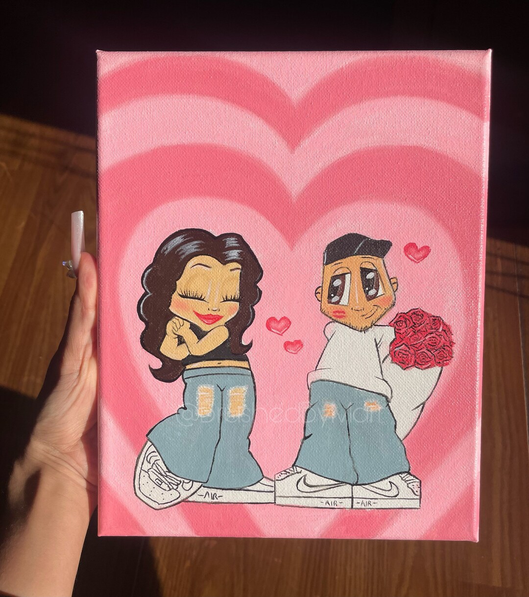 Custom Couples Chicano Painting Art Gift Wall Canvas Etsy