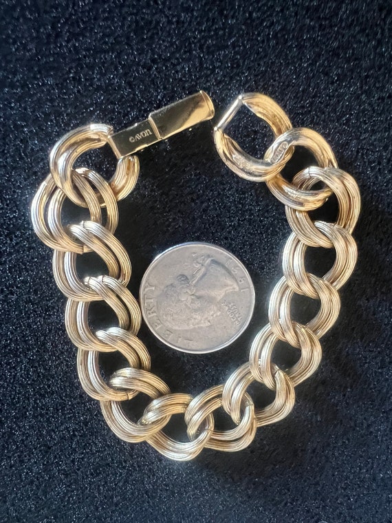 Avon Gold Tone Heavy Textured Double Chain Link Br
