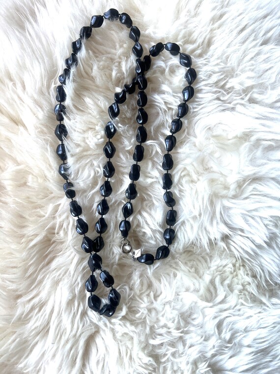 Sarah Coventry Black Lucite Bead Necklace 18" Vin… - image 3