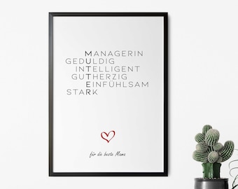 Poster Definition Mutter, personalisierbar mit Namen oder Spruch, Geschenk zum Muttertag, Geburtstag