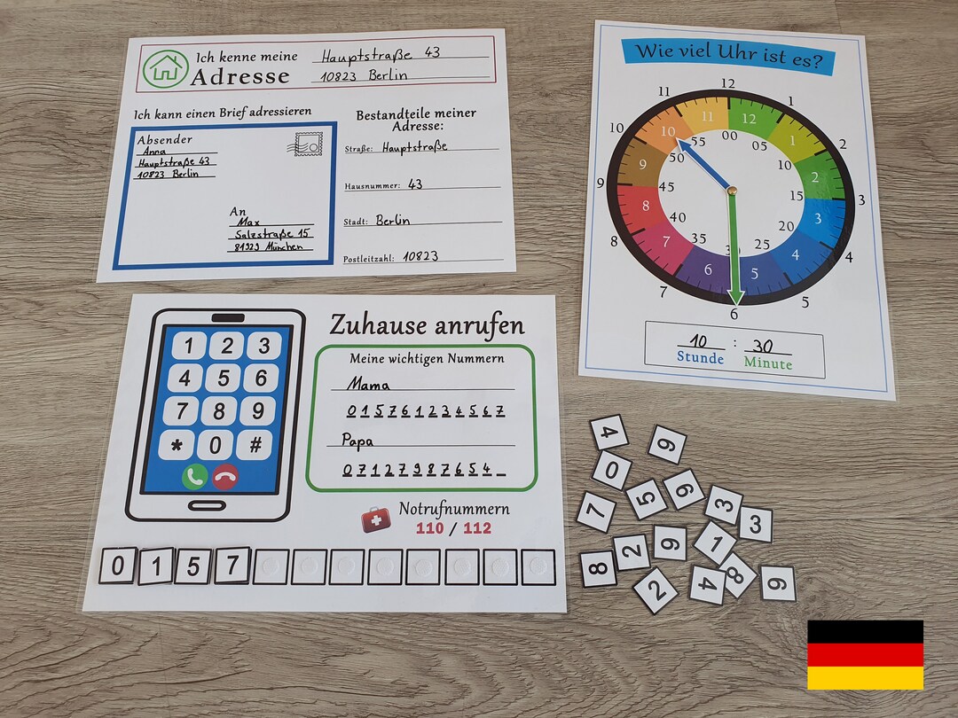 Kinder Arbeitsblätter Bundle Adresse üben Telefonnummer Etsy