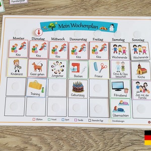 Wochenplan Kinder Montessori Wochenplaner Kinder personalisierbar Montessori Routinekarten Routineplan Kinderkalender