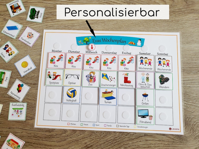 Wochenplan Kinder Montessori Wochenplaner Kinder personalisiert Montessori Routinekarten Personalisiert