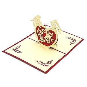 Pop-Up Karte stehendes Herz, 3D Liebeskarte, Geschenk für Pärchen und Verliebte zum Jahrestag oder Valentinstag