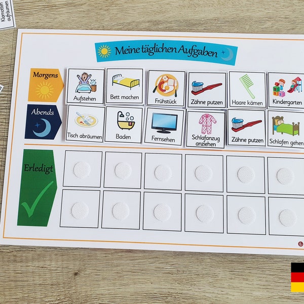 Tagesplan für Kinder - personalisierbar, Tägliche Aufgaben, Routineplaner, Morgens & Abends, Verantwortlichkeiten, Checkliste, Aufgabenliste