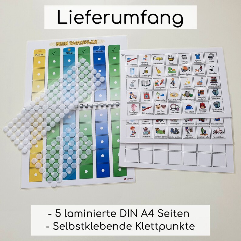 Tagesplan Kinder mit Ringbindung, Morgens, Mittags und Abends, Tageskalender, Download image 8