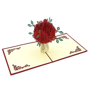 Pop-Up Karte Rosenstrauß, 3D Glückwunschkarte, Grußkarte zum Geburtstag, Valentinstag, Geschenk für den Partner