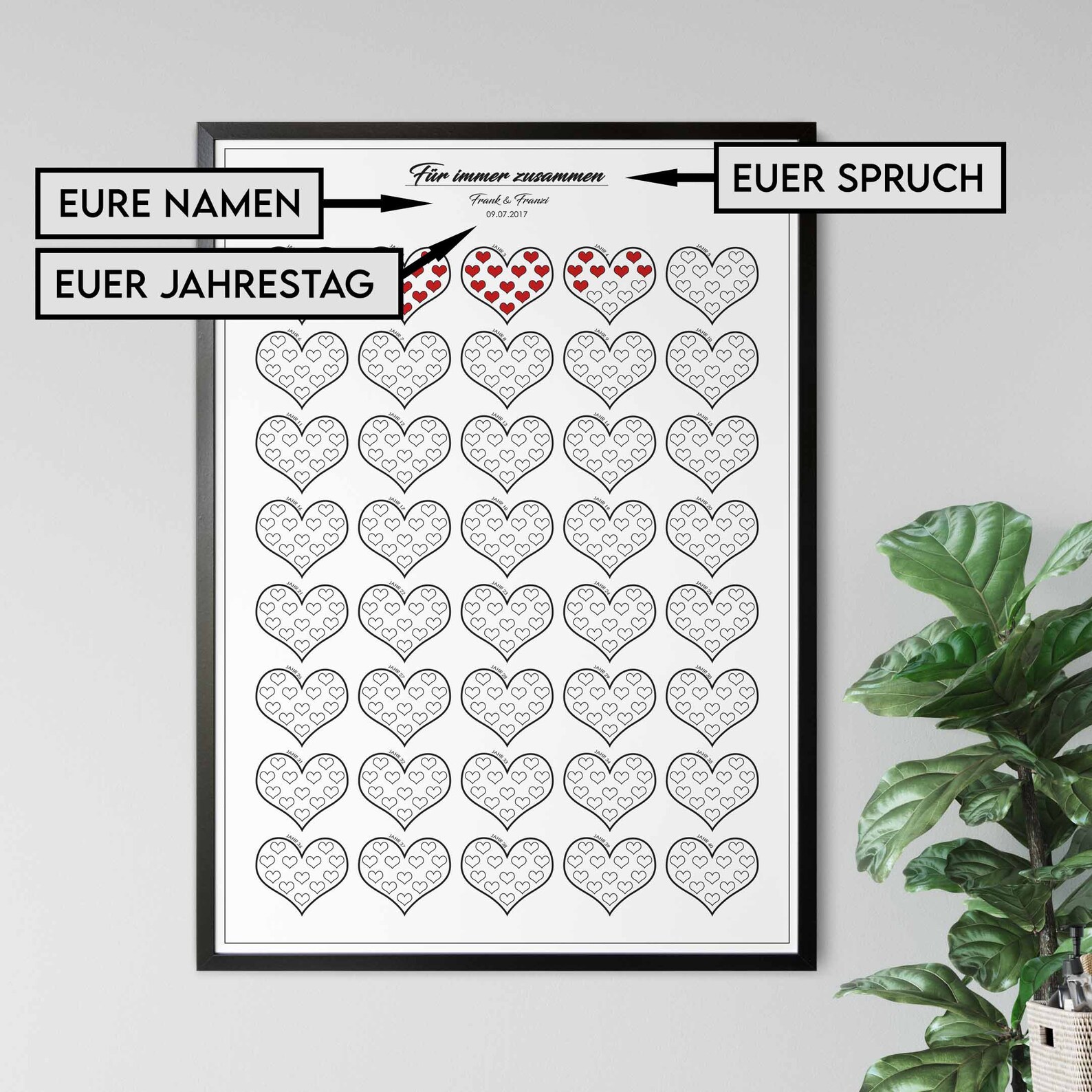 Liebeskalender Herz 1 Jahr Beziehung/Verheiratet Etsy