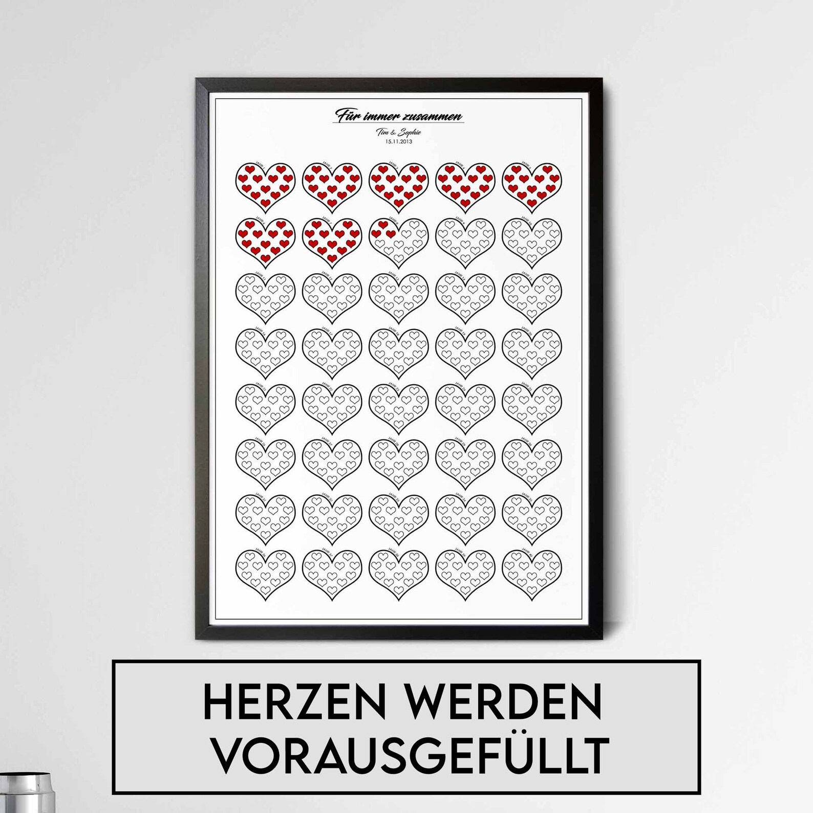 Liebeskalender Herz 1 Jahr Beziehung/Verheiratet Etsy