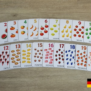 Zahlen von 1-20, Karten zum Zählen lernen für Kinder, Bildungsaktivitäten, Homeschooling, Rechnen lernen, Mathematik, Download
