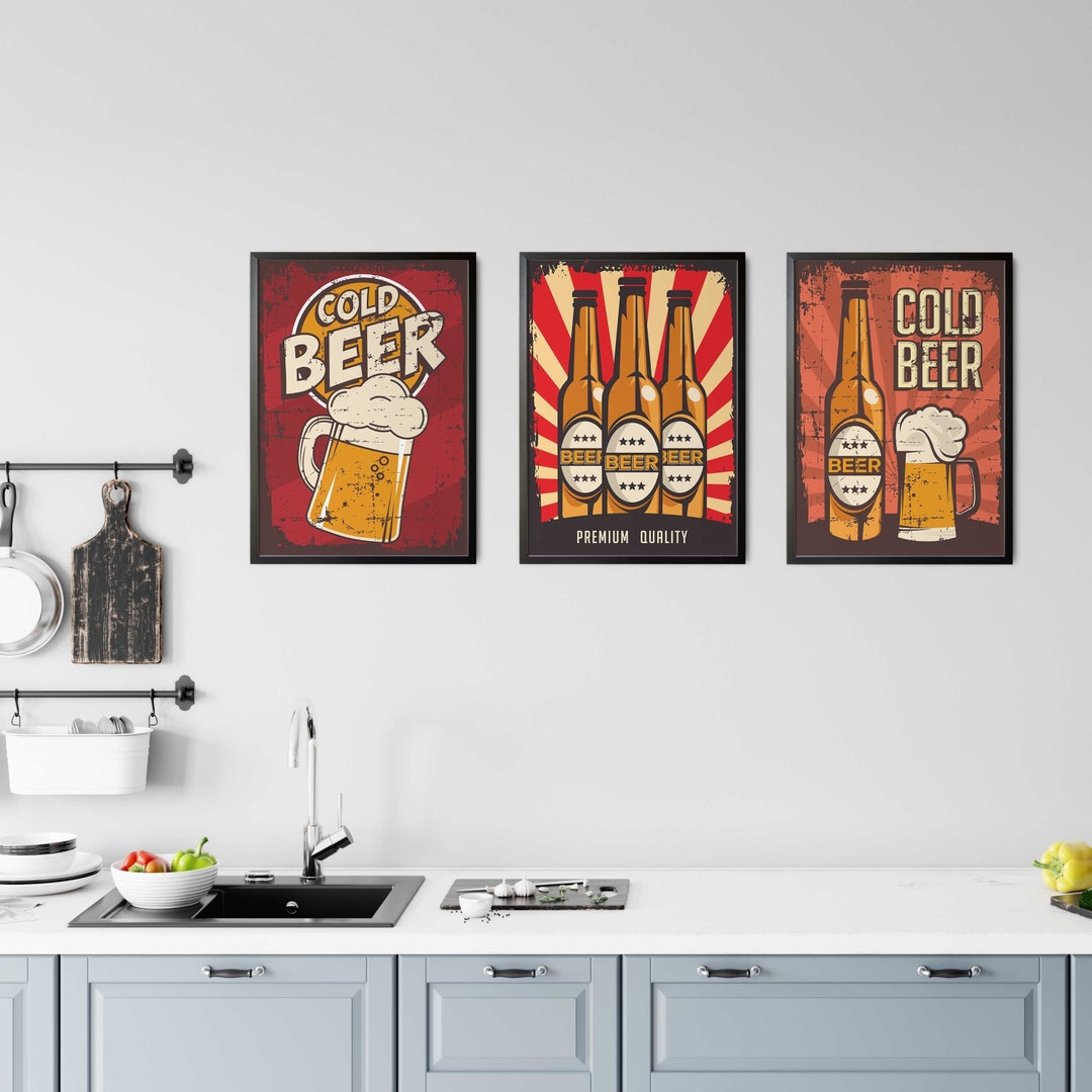 LAVEMA Küchen Poster Set A4 - Retro Donut & Kaffee Wandbilder