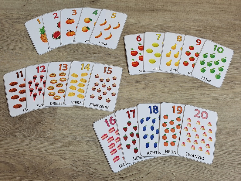 Zahlen Von 1-20 Karten Zum Zählen Lernen Für Kinder - Etsy Ireland