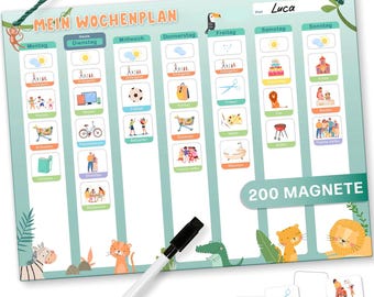 Wochenplaner Kinder - Montessori Magnettafel inkl. Magnete