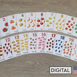Kids Counting Flash Cards, Learn to Count Cards, Math Flash Cards, Preschool Flash Cards, Kids Learning Cards, Gift for Teacher