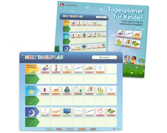 Magnetischer Tagesplan für Kinder - Montessori Magnettafel inkl. 152 Magnete & Kordel - Komplett beschreib- und abwischbar - Routinen lernen