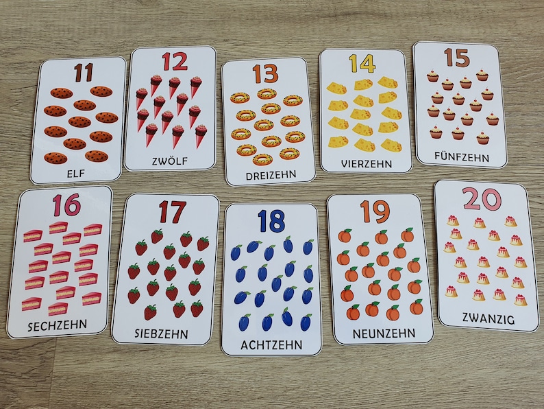Schick Mir Eine Zahl Von 1 20 Zahlen von 1-20 Karten zum Zählen lernen für Kinder - Etsy México
