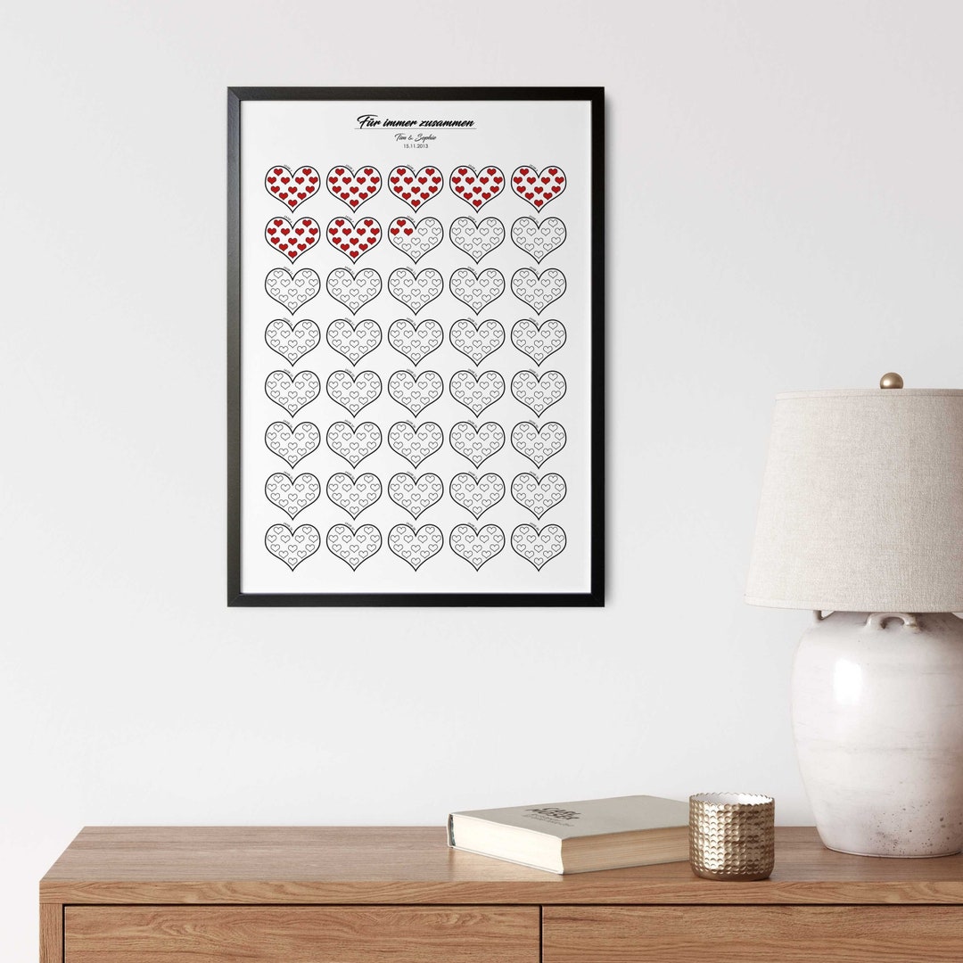 Liebeskalender, 1 Herz 1 Jahr Beziehung/Verheiratet, Personalisiertes