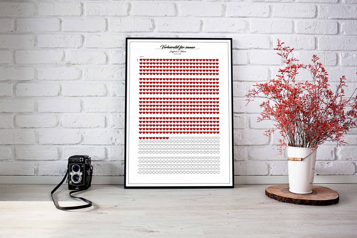 Liebeskalender rot 1 Herz 1 Monat Beziehung/Verheiratet Etsy