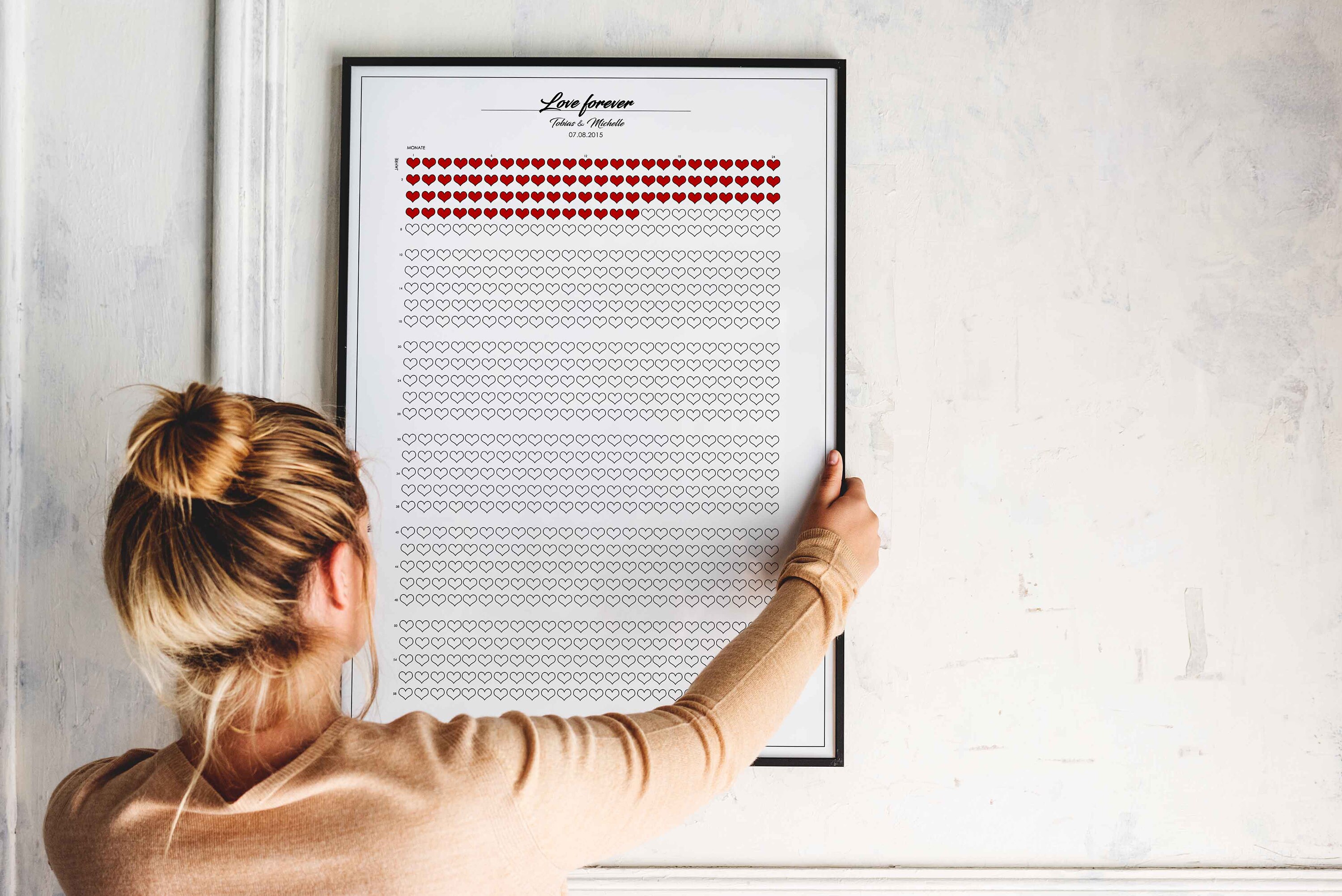Liebeskalender rot 1 Herz 1 Monat Beziehung/Verheiratet Etsy