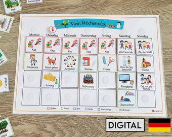 Wochenplan für Kinder, Wöchentliche Aktivitäten, Kinderkalender, Montessori, Download