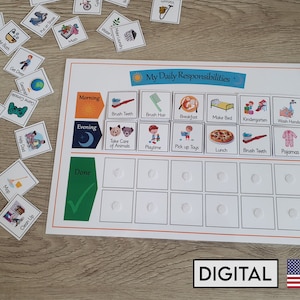 Kids Daily Responsibilities Chart, Printable Daily Routine, Chore Chart, Morning/Evening Checklist, Daily Task List, Download