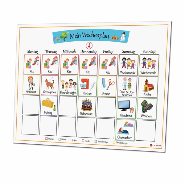 Wochenplan Kinder Montessori Wochenplaner Kinder personalisiert Montessori Routinekarten