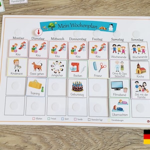 Wochenplan Kinder personalisierbar, Wöchentliche Aktivitäten, Wochenplaner Kinder, Kinderkalender, Montessori afbeelding 1