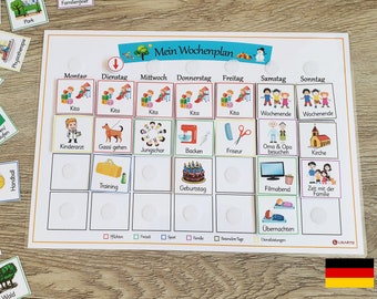 Wochenplan Kinder - personalisierbar, Wöchentliche Aktivitäten, Wochenplaner Kinder, Kinderkalender, Montessori