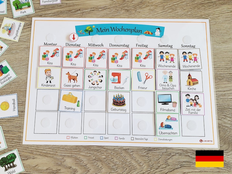 Wochenplan Kinder personalisierbar, Wöchentliche Aktivitäten, Wochenplaner Kinder, Kinderkalender, Montessori Bild 1