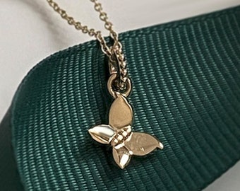 Solider 10k Gelbgold Schmetterlingsanhänger, Gelbgold Zierlicher Schmetterlingsanhänger, Netter Schmetterlingsanhänger Halskette, Zierlicher Goldinsektenanhänger