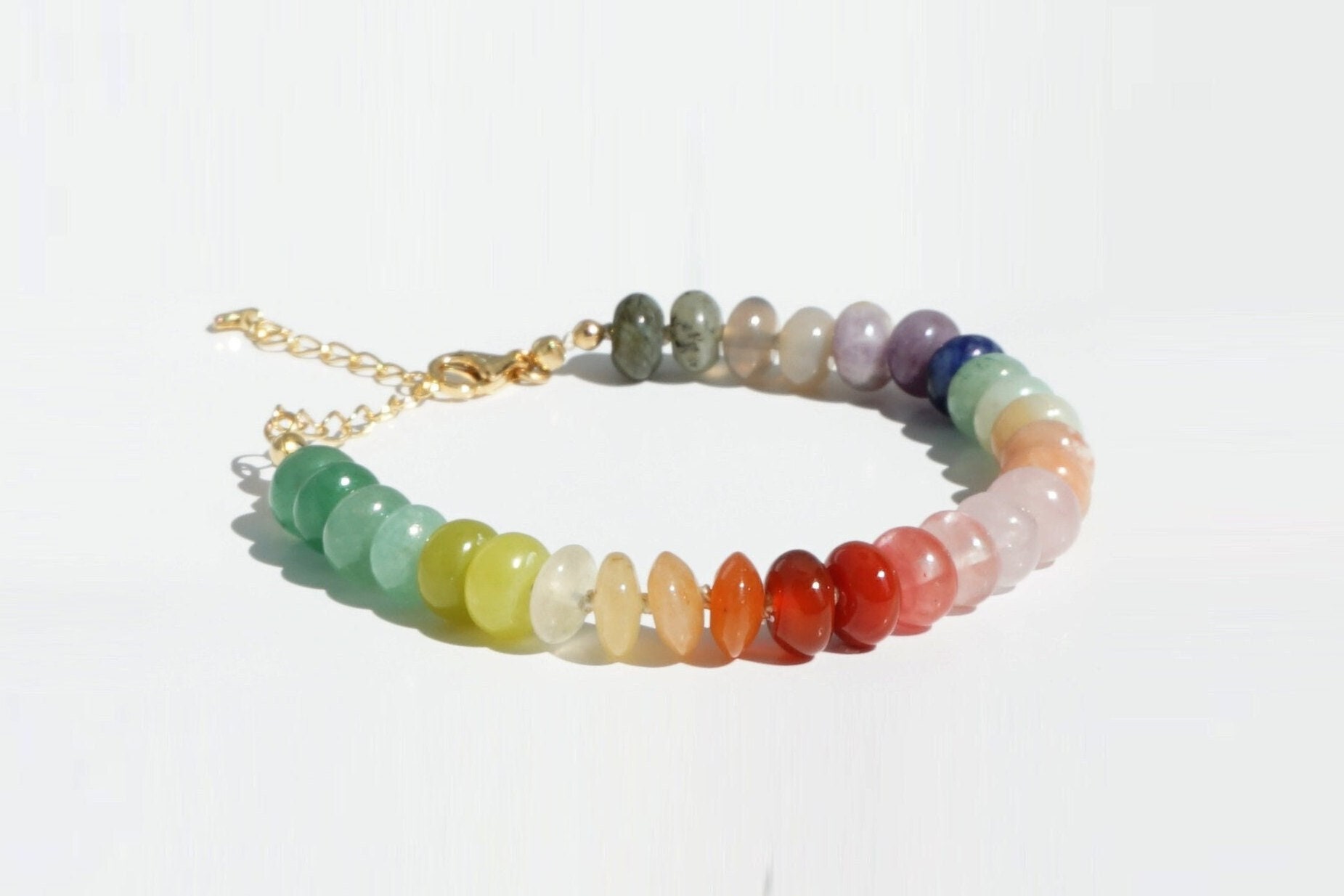 Live by the Sun Rainbow Crystal Beaded Anklet  Local Eclectic  local  eclectic