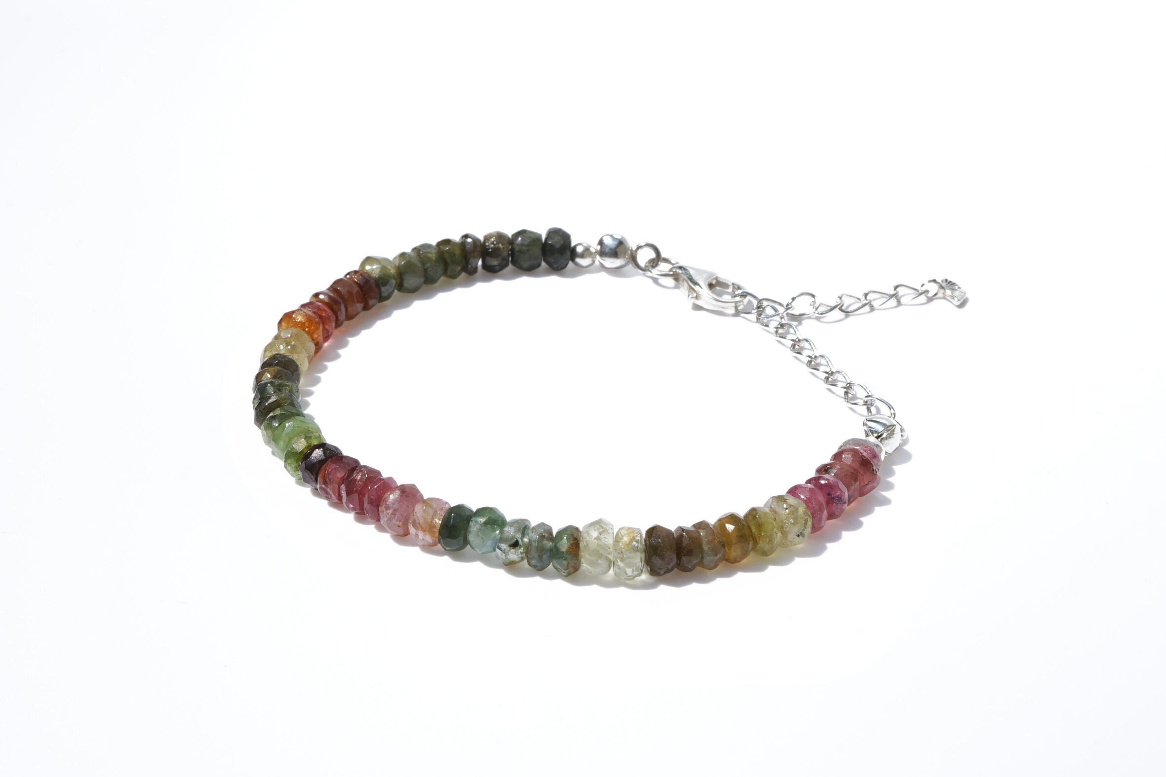 Autumn Multi Tourmaline 18k Vermeil Bracelet, Faceted Tourmaline Bracelet, 5mm Rainbow Tourmaline Bracelet, Colorful Tourmaline Bracelets