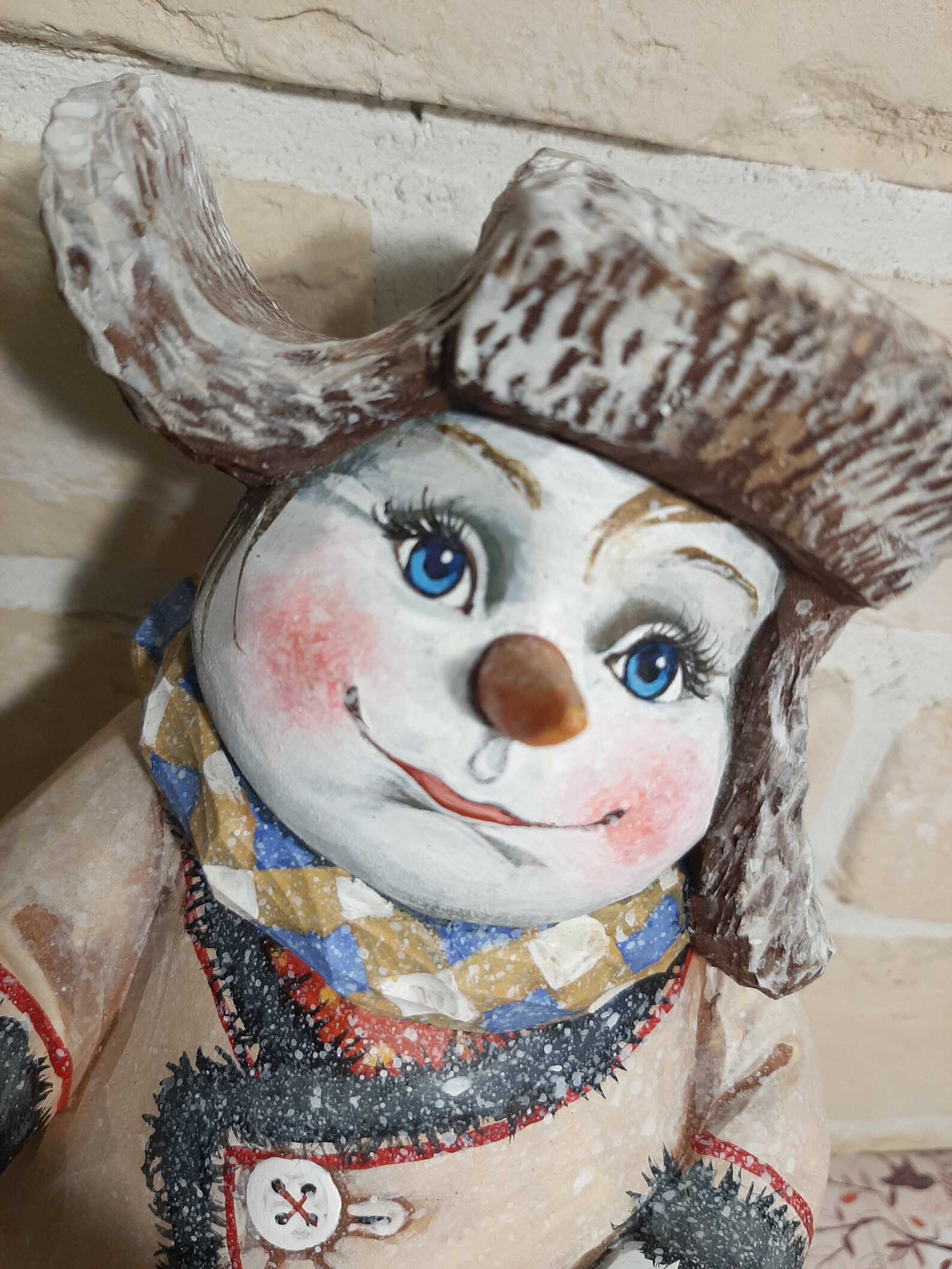 Snowman Beautiful Russian Wooden 10.4 Hand Carved Etsy