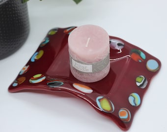 Fused glass candle holder