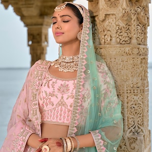 Pink Bridal Original Lehenga Choli in Silk with Khatli Embroidery Heavy Work | Bridal Lehenga Choli/Blouse Set | Wedding Lehenga Choli Set