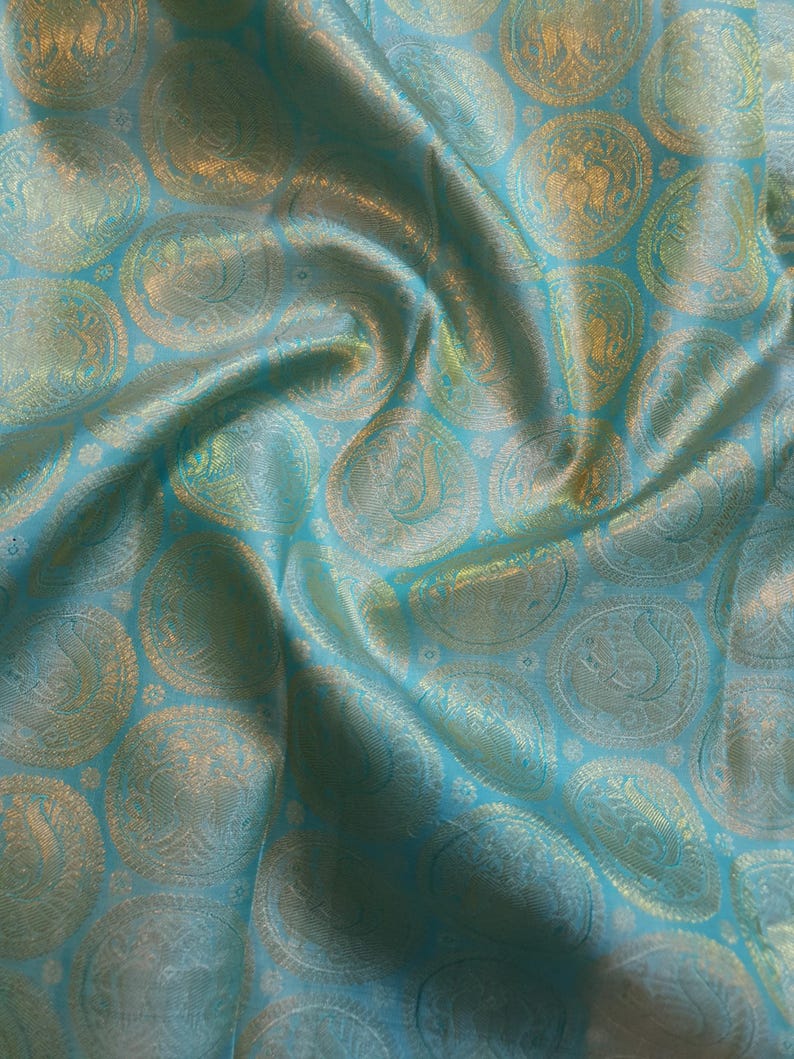 Pastel Turquoise Kanjivaram Handloom Gold Zari Silk Saree | Silk Mark Certified | Kanchipattu Traditional saree