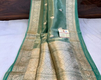 Banarasi Handloom Pure Tissue Silk Gold Zari Kaduwa Weaving Buttas and Borders Sarees | Silk Mark Certified | Traditional yet Contemporary