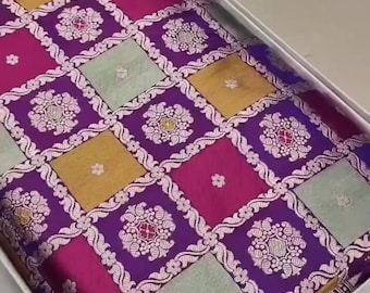Purple Banarasi Handloom Katan Silk Saree: Meenakari Pallu | Silk Mark Certified