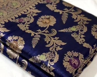 Saris de fiesta Banarasi Handloom Pure Katan Silk Meenakari Floral Jangla Heavy Pallu / Certificado Silk Mark / Saris tradicionales indios