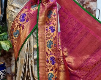 Gadwal Exclusive Design Pure Handloom Pure Pattu Silk Sarees with Zari Brocade and Meenakari Borders Sarees | Gadwal Traditional Silk Sarees